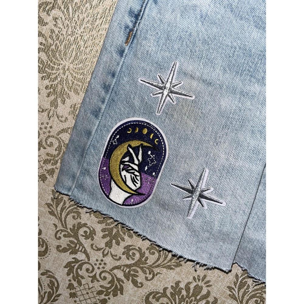 Aero Moon Stars Celestial Women's Skirt DIY Upcycled Sz.8 Whimsigoth Whimsy Aero - Picture 7 of 9